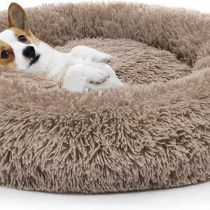 Orthopedic Dog Bed Comfortable Donut Cuddler Round Pet Beds Ultra Soft Washable Dog and Cat Cushion (20''/23''/30'') (23'', Brown)