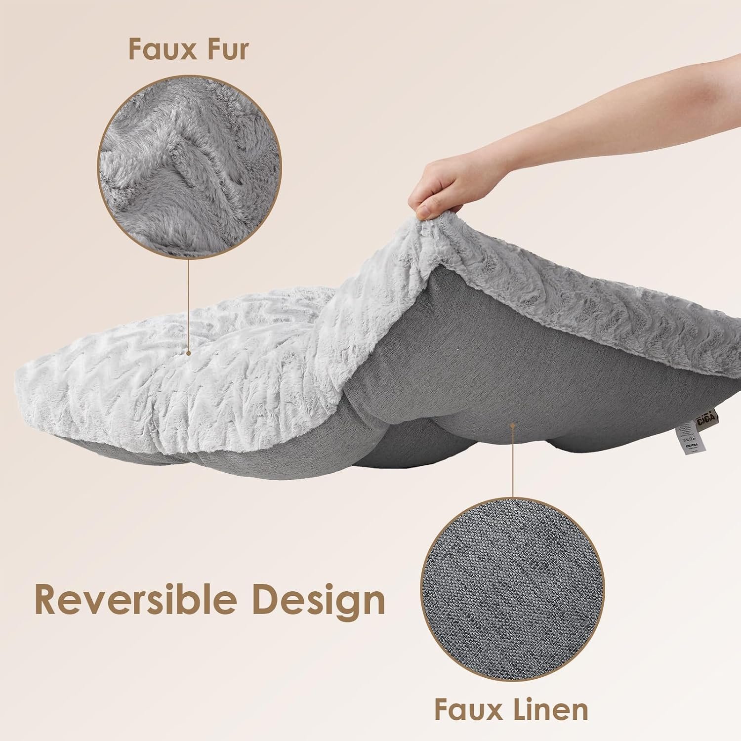 Washable Large Dog Bed for Crate 35x23 Inch, Reversible Kennel Pad for Dogs Weight Up to 45 lbs, Plush and Comfy Pet Sleeping Mat, Grey - Image 2